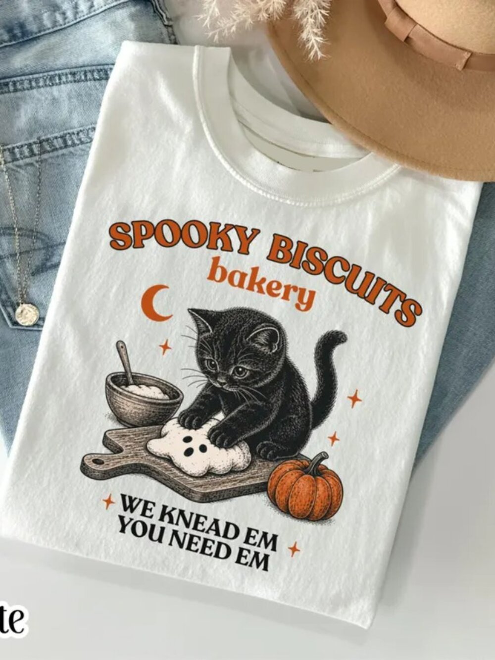 Kitty Biscuits Shirt Spooky Season Tee Black Cat Halloween Fall TShirt